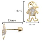 Broqueles B118 Forma De Niño 3d Oro De 10k