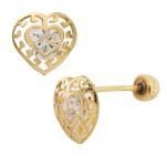 Broqueles B59 Corazón Greca 3d Oro 10k