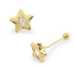 Broqueles C76 Bicel Estrella En Oro De 10k