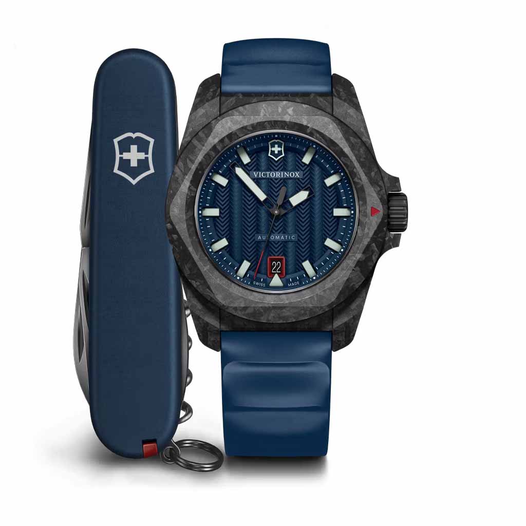 242022.1 Set Reloj Victorinox I.N.O.X. Azul con Caja de Carbono y Navaja - Image 1