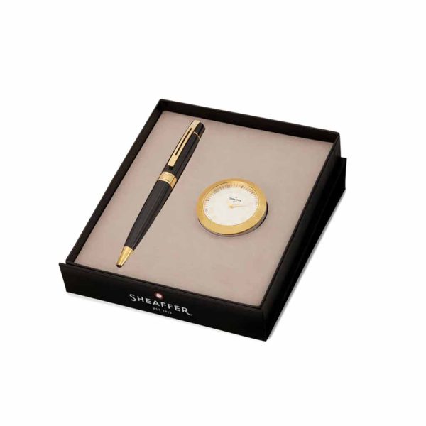 Set Sheaffer Bolígrafo Negro Brillante y Reloj de Mesa G2932251-1