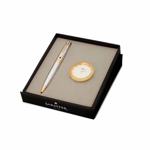 Set Sheaffer Bolígrafo Cromo y Reloj de Mesa G2934251-1