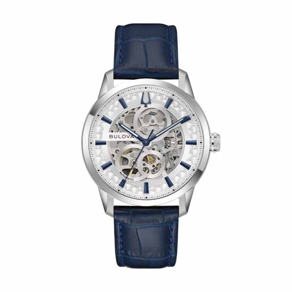 Reloj Bulova Classic Automático Skeleton Correa de Piel Azul