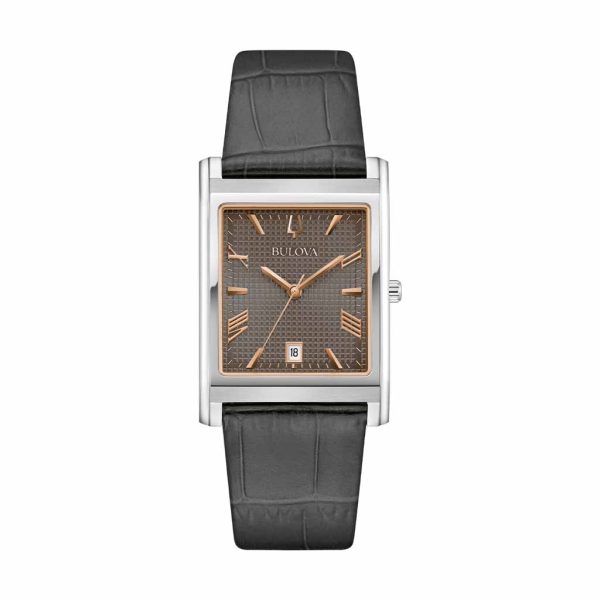 Reloj Bulova Hombre Sutton Rectangular Correa de Piel Gris