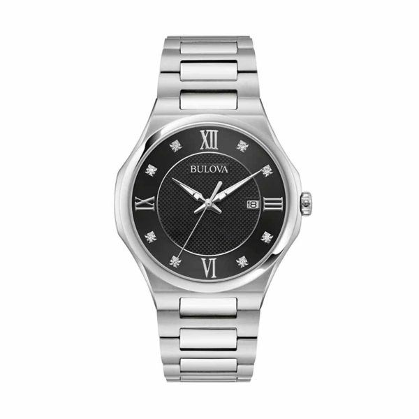 Reloj Bulova Modern Acero Inoxidable, Diamantes & Dial Negro