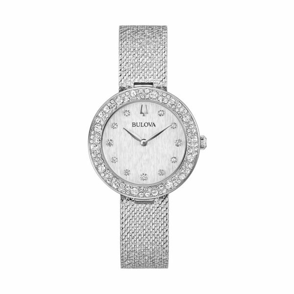Reloj Bulova Champagne Lady Crystal para Mujer Plateado
