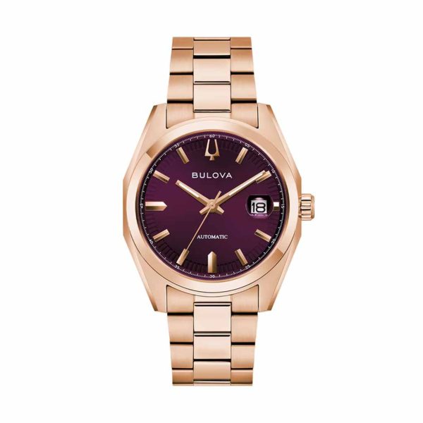 Reloj Bulova Classic Automático Oro Rosa- Esfera borgoña