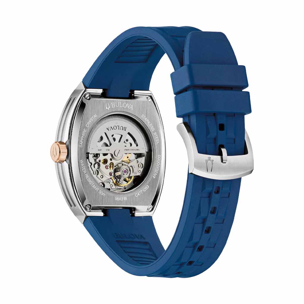 98A318-2 Reloj Bulova Modern Automatic, Bisel Azul y Correa de Silicona - Image 3