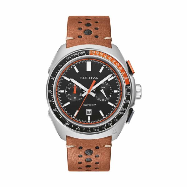 Reloj Bulova Racer para Hombre Correa de Piel Café Estilo Racing