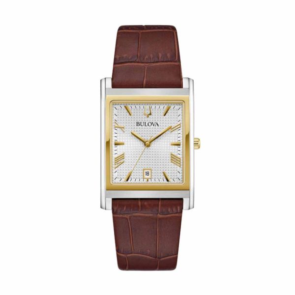 Reloj Bulova Hombre Sutton Rectangular Correa de Piel Café