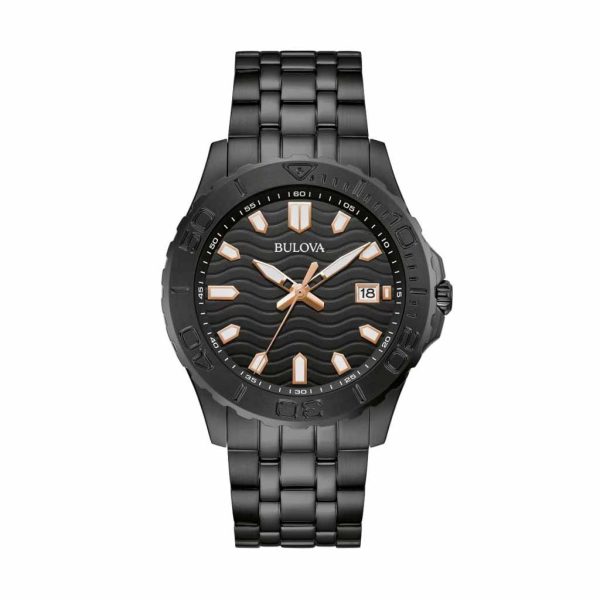 Reloj Bulova Marine Star Full Black & Acentos Oro Rosa