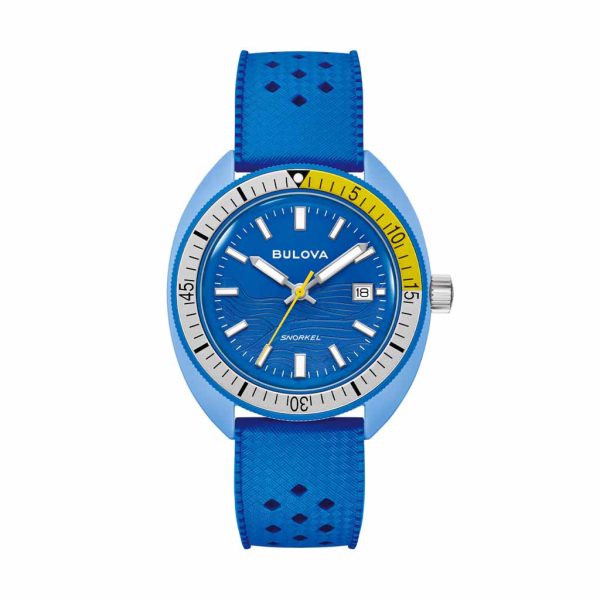 Reloj Bulova Oceanographer Snorkel Azul con Detalles en Amarillo