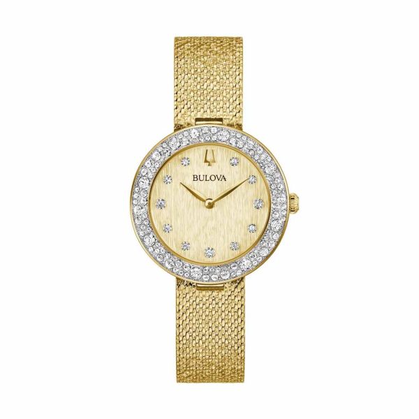 Reloj Bulova Champagne Lady Crystal para Mujer Dorado