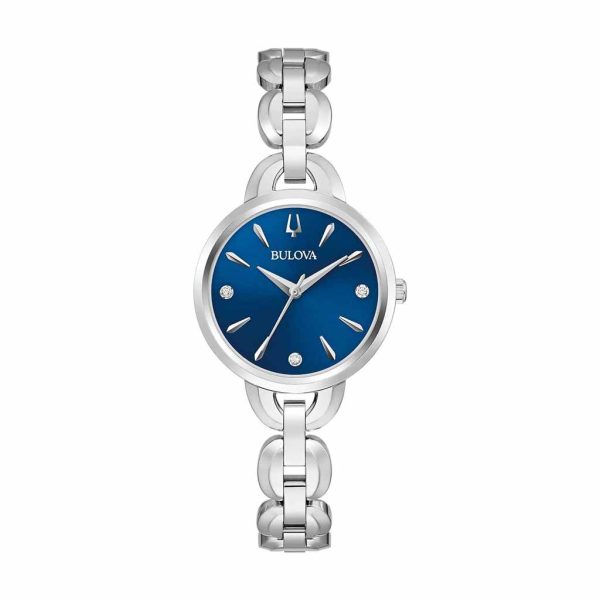 Reloj Bulova Mujer Bangle Bisel Azul Acero con Diamantes