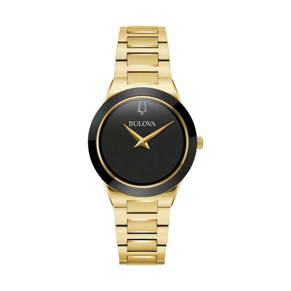 Reloj Bulova Dama Modern Milenia Dorado Carátula Negra